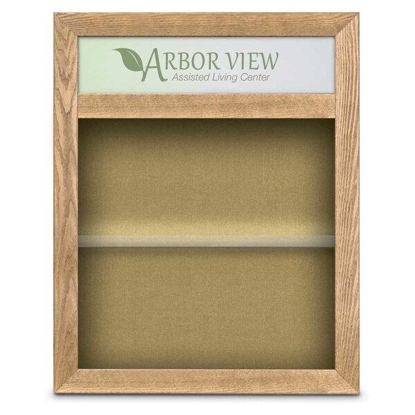 Outdoor Enclosed Combo Board, 42"x32", Satin Frame/Burgundy & Buff